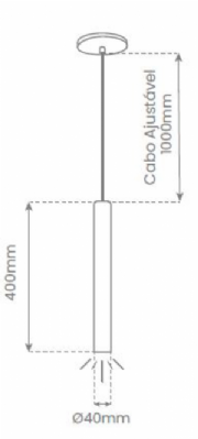Pendente Tubo para mini dicroica MR11